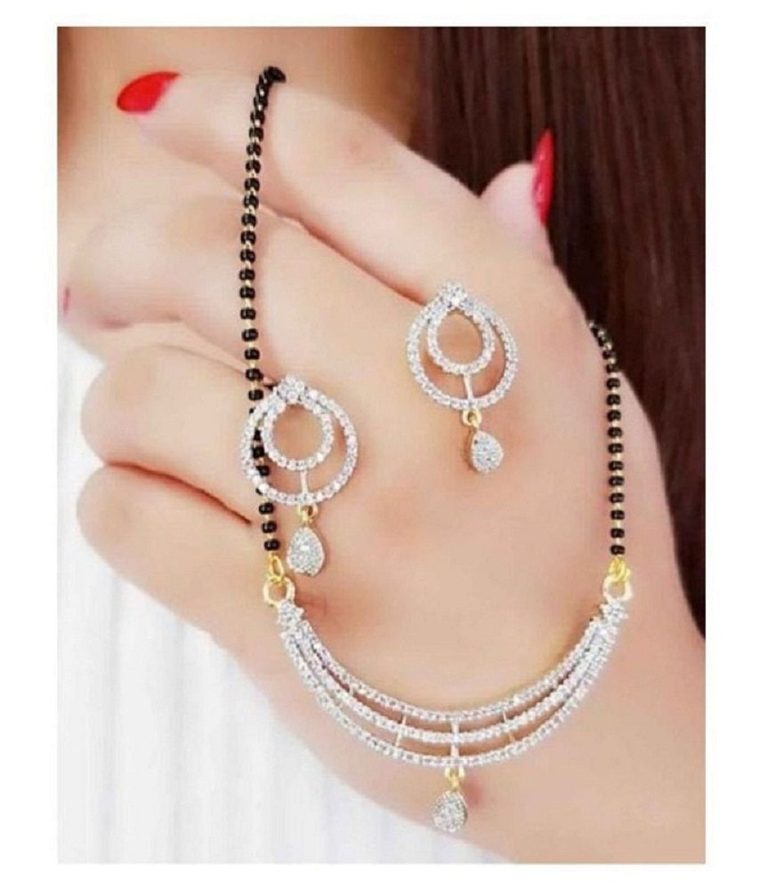 Amazing Silver Colour Mangalsutra With Earrings For Womens