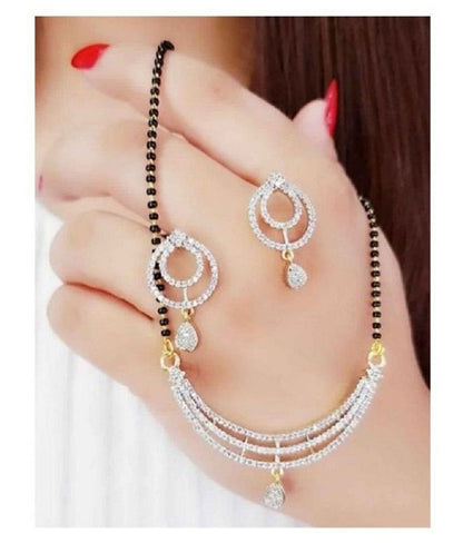 Amazing Silver Colour Mangalsutra With Earrings For Womens