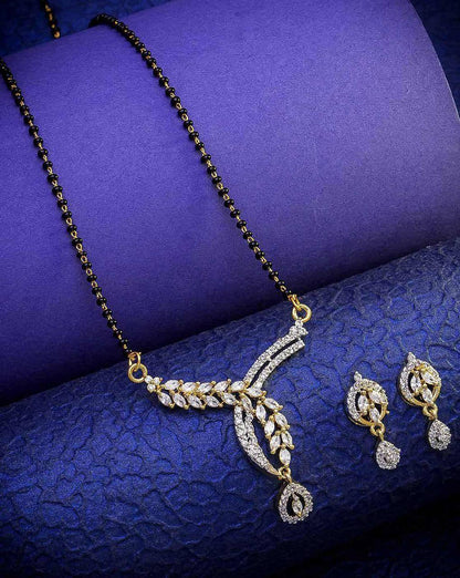 Amarican diamond style Mangalsutra with earrings for women