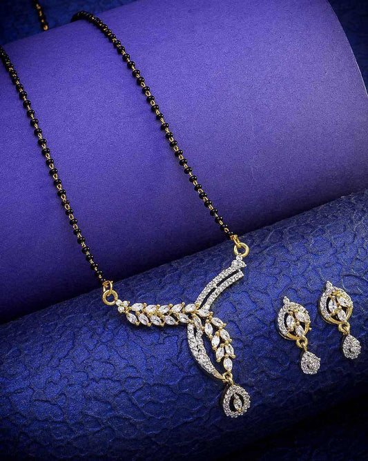 Amarican diamond style Mangalsutra with earrings for women