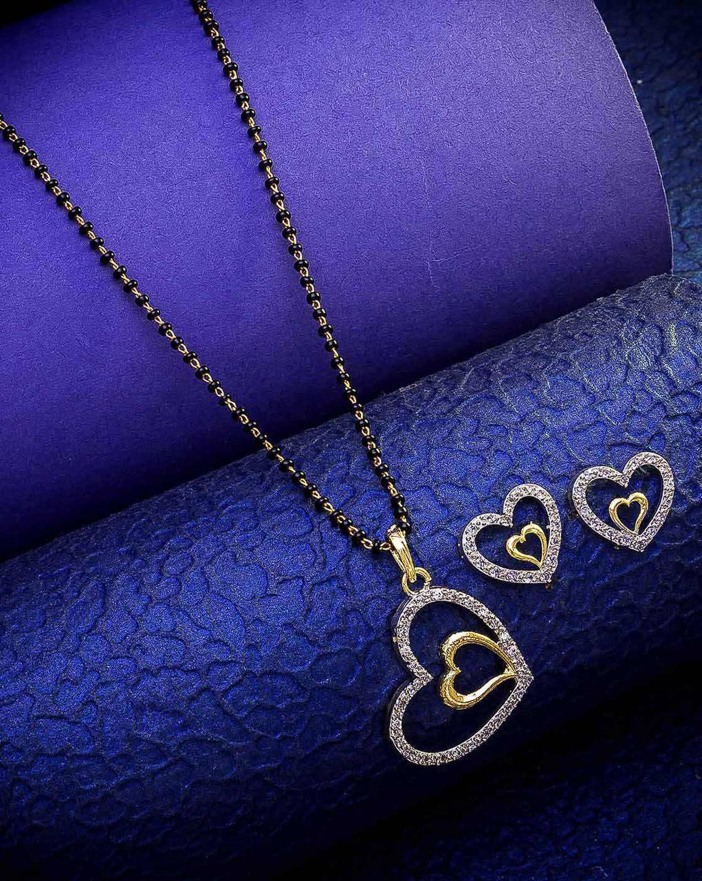Amarican diamond style Mangalsutra with earrings for women