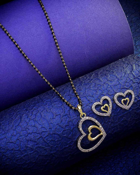 Amarican diamond style Mangalsutra with earrings for women
