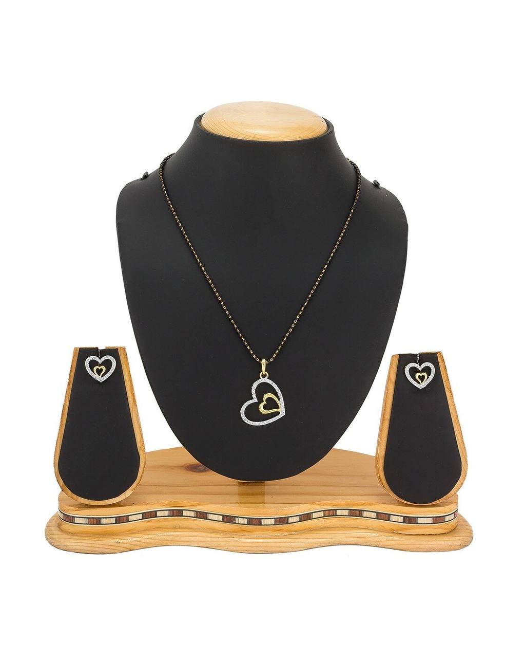 Amarican diamond style Mangalsutra with earrings for women