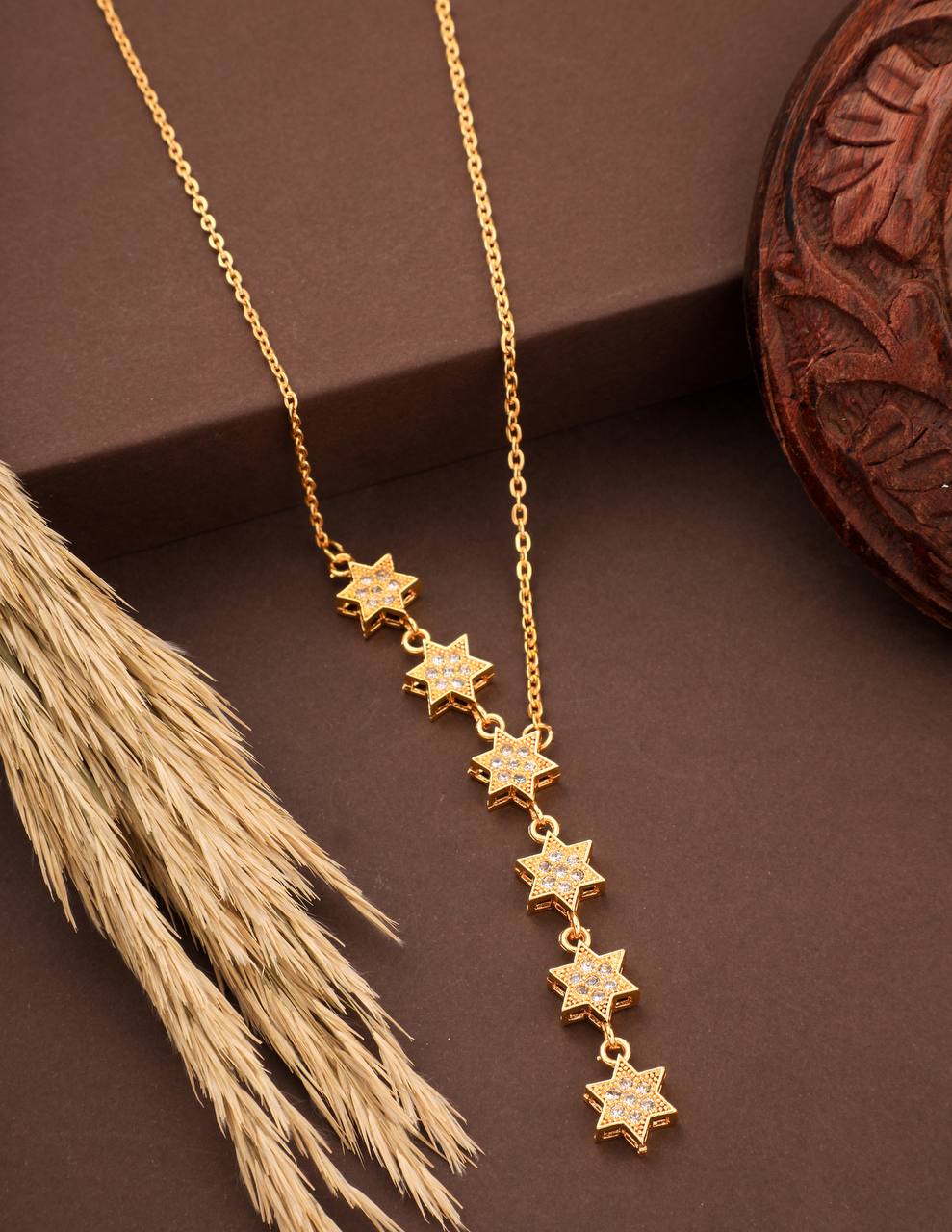 6 Star Alloy Gold-plated Pendant Chain For Womens