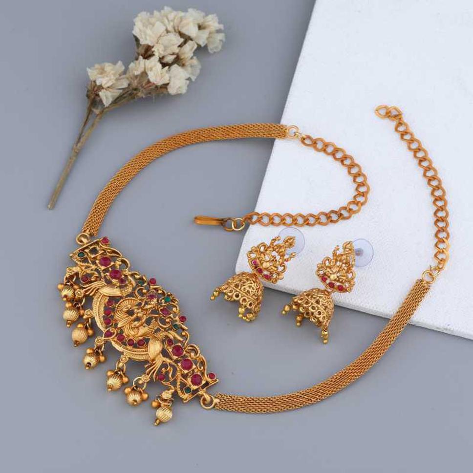 Gujju Copper Jewellery Choker Set For Girls  & Women