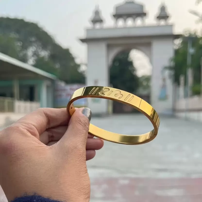 AMAZING SHREE RAM GOLD PLATED STAINLESS STEEL KADA FOR MENS