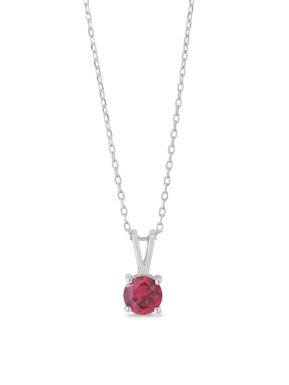 Ruby Solitaire  Silver Red Zircon Pendant With Link Chain Pendant Necklace For Woman