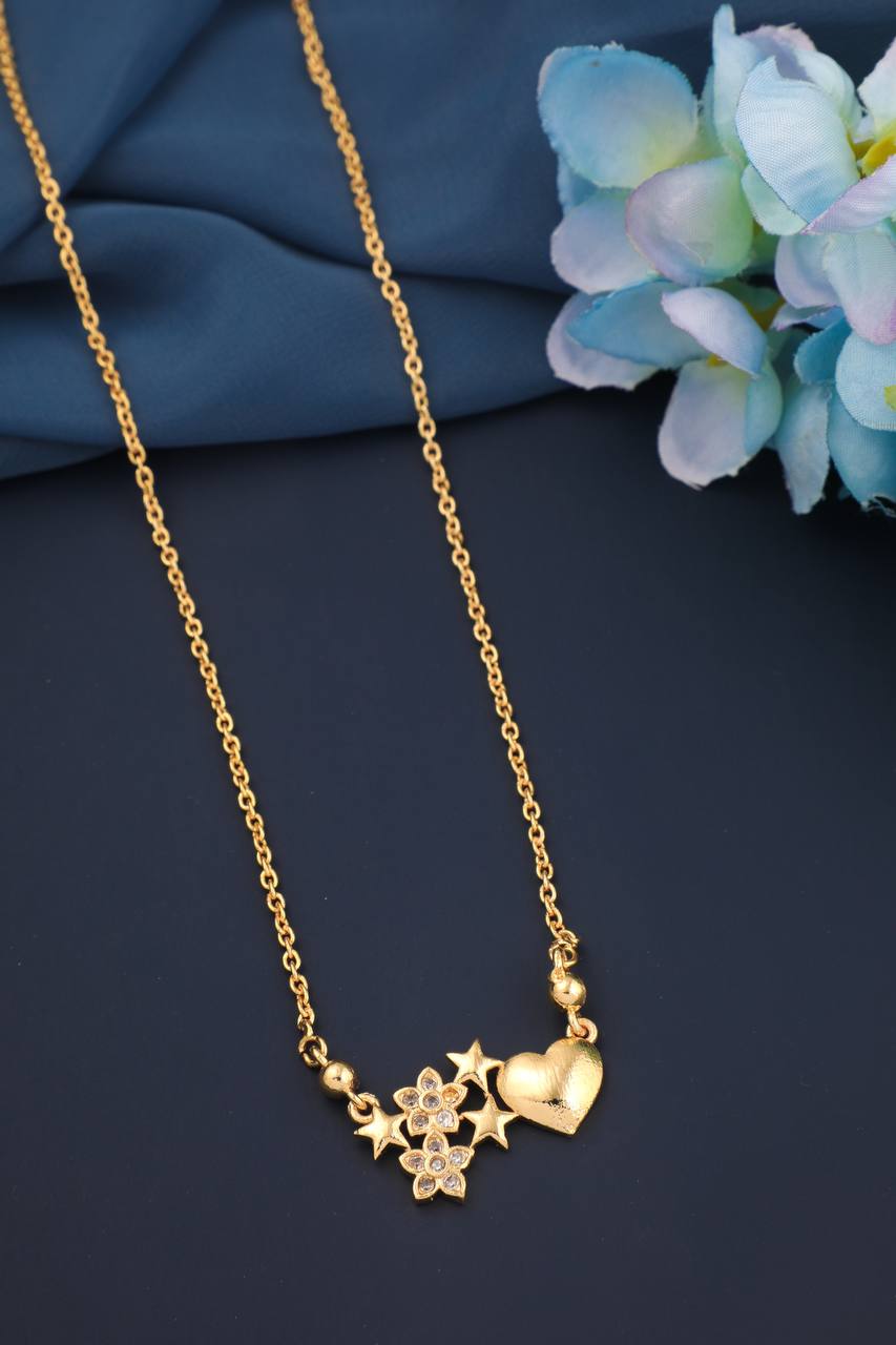 Amazing Golden Alloy Pendant Chain For Womens