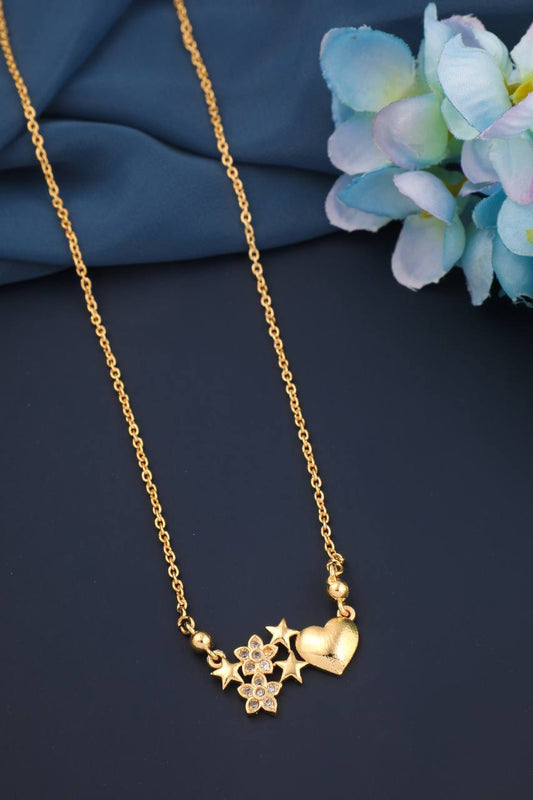 Amazing Golden Alloy Pendant Chain For Womens