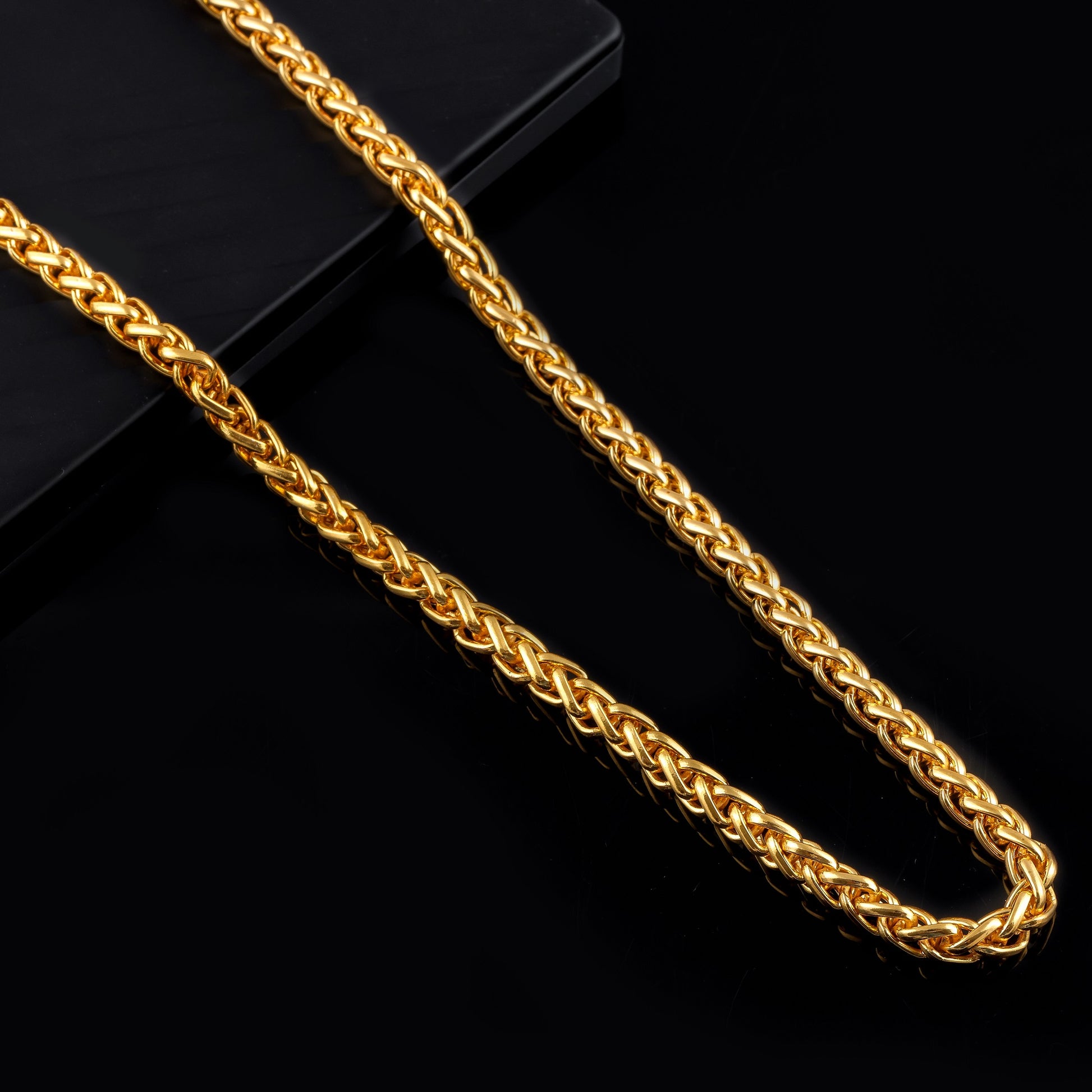 BEAUTIFUL BRASS GOLD CHAIN AND GOLD BRACELET COMBO FOR MENS(PACK OF 2)