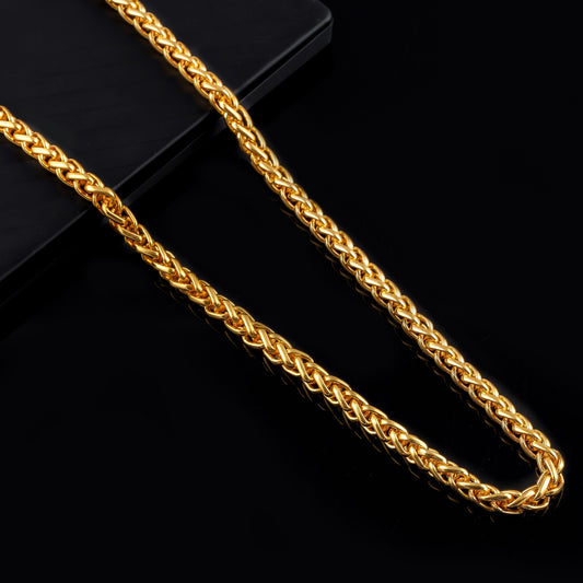 BEAUTIFUL BRASS GOLD CHAIN AND GOLD BRACELET COMBO FOR MENS(PACK OF 2)