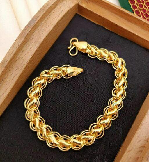 BEAUTIFUL BRASS SILVER CHAIN AND GOLD BRACELET COMBO FOR MENS(PACK OF 2)