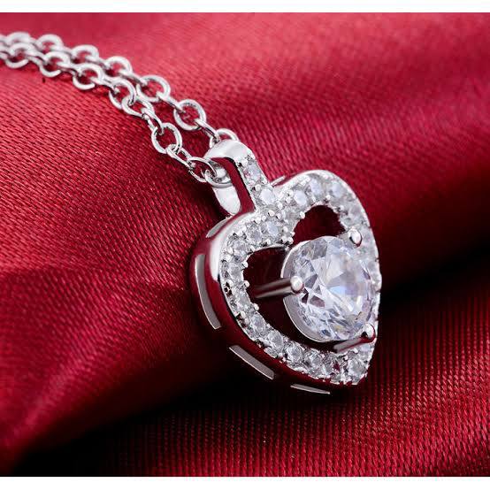 Beautiful Heart Cut American Diamond Pendant with chain For Womens