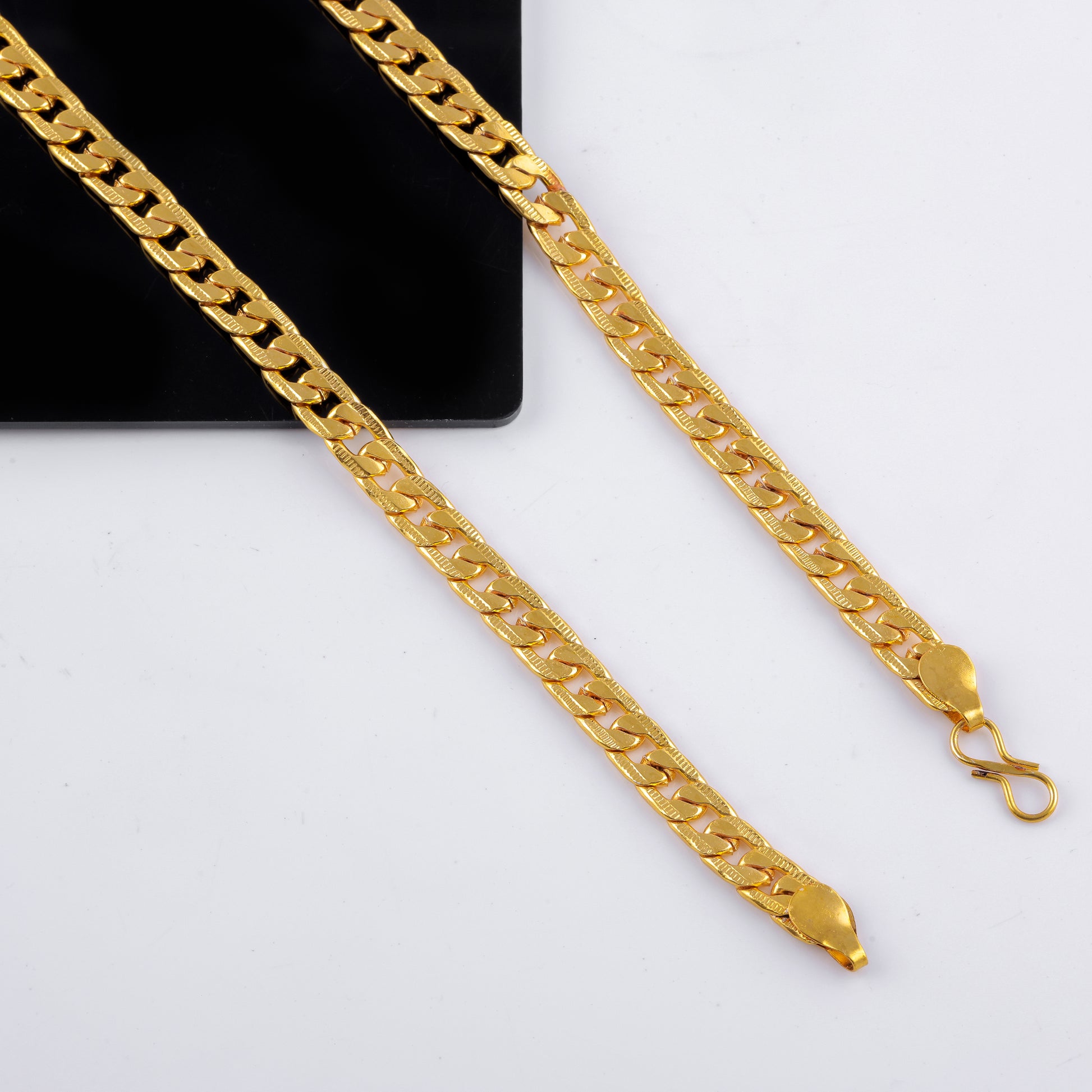 Gujju Combo Of 1 Gram Gold Plated Chain And Silver Plated  Stainless Steel Chain For Boys And Men's