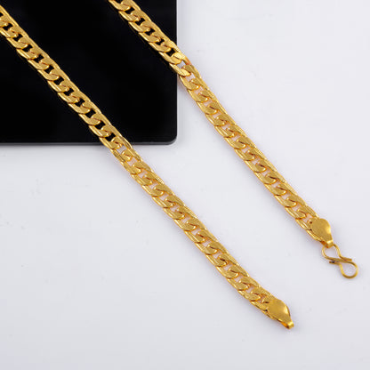 Gujju Combo Of 1 Gram Gold Plated Chain And Silver Plated  Stainless Steel Chain For Boys And Men's