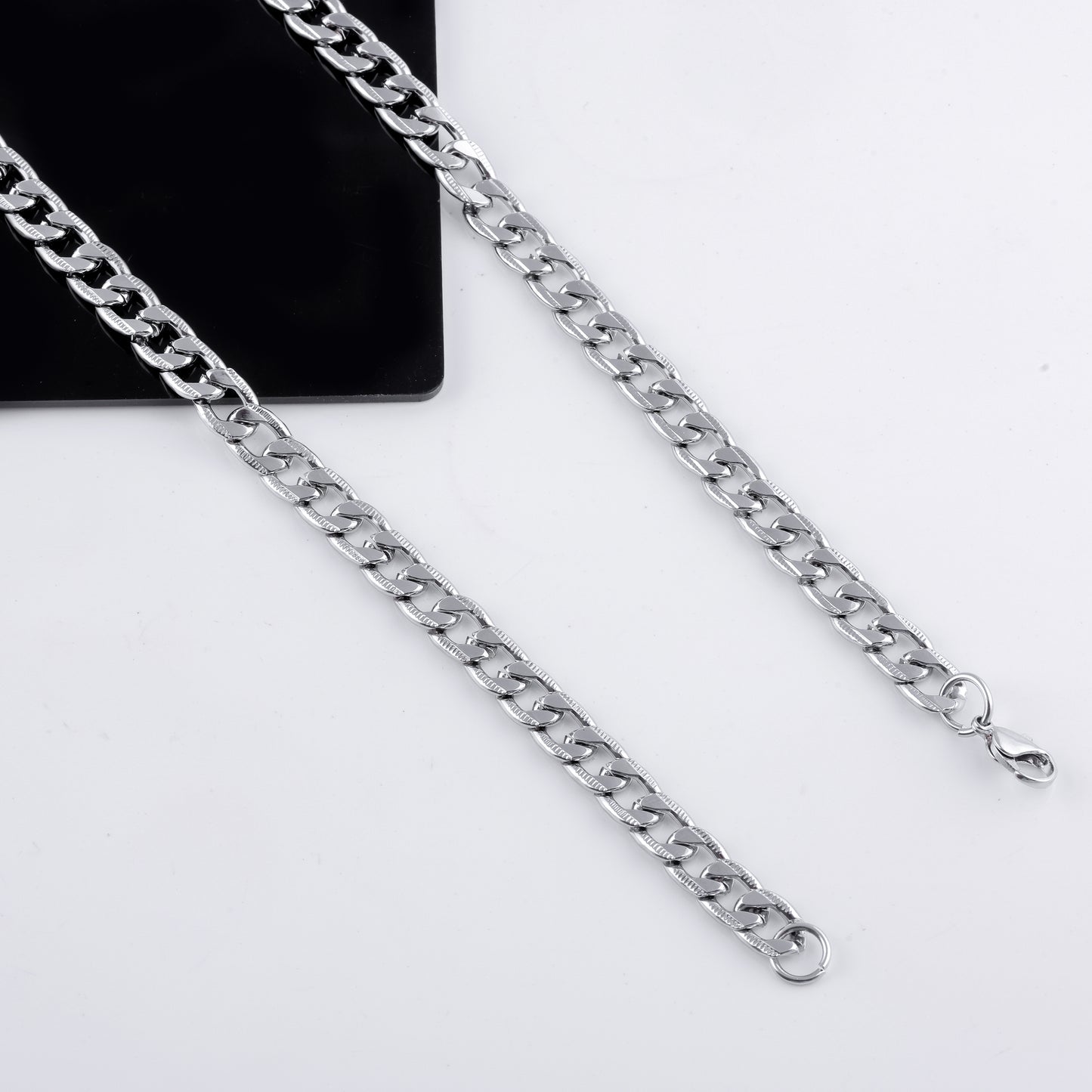 Gujju Combo Of 1 Gram Gold Plated Chain And Silver Plated  Stainless Steel Chain For Boys And Men's