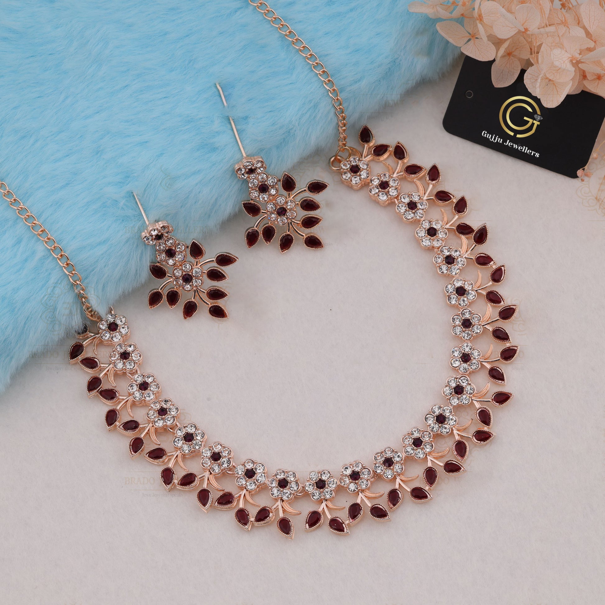 Gujju Latest Necklace Set With Earrings For Girls And Women