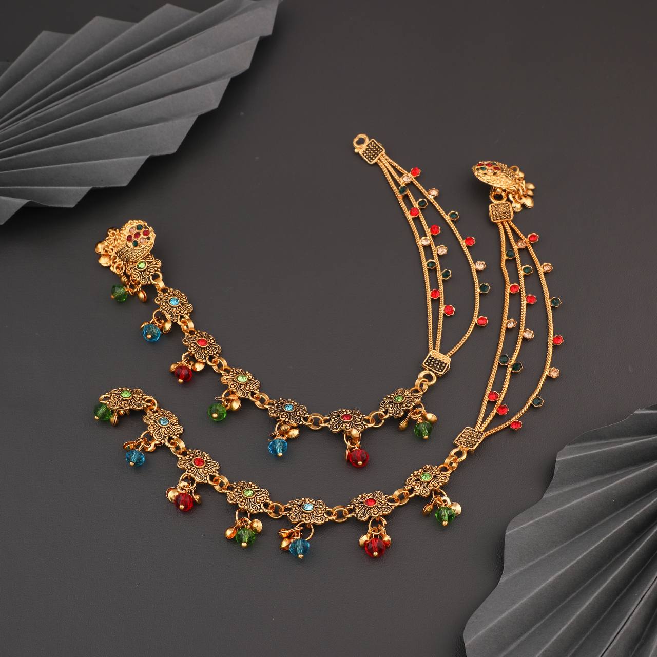 Fancy Golden Heavy Anklet For Womens