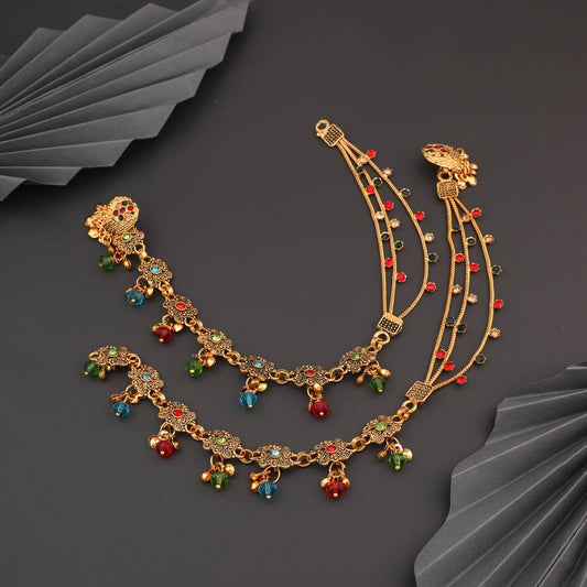 Fancy Golden Heavy Anklet For Womens