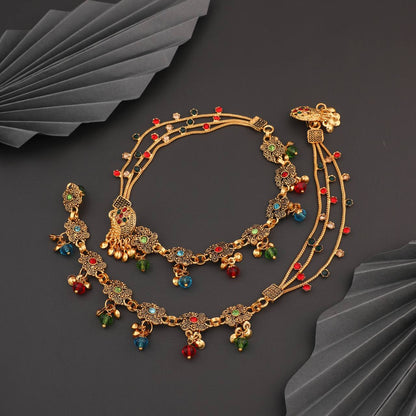 Fancy Golden Heavy Anklet For Womens