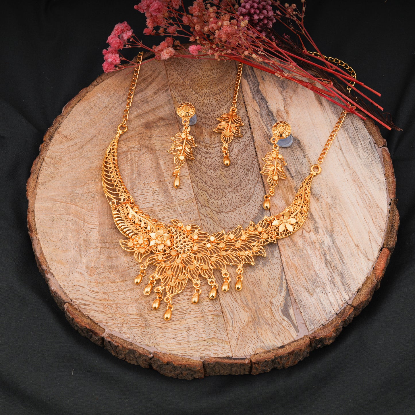 Gold Choker Necklace Set For Women & Girls