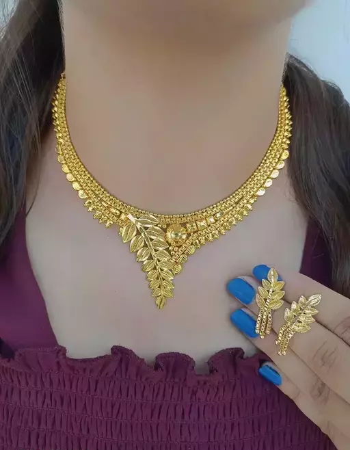 Gold Choker Necklace Set For Women & Girls