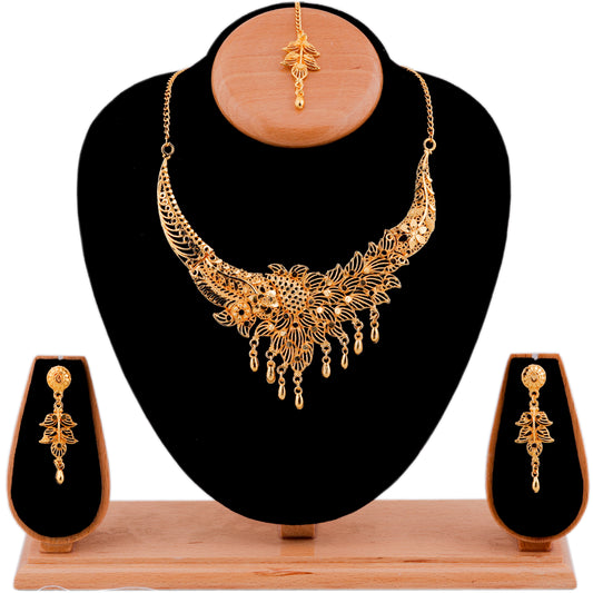 Gold Choker Necklace Set For Women & Girls