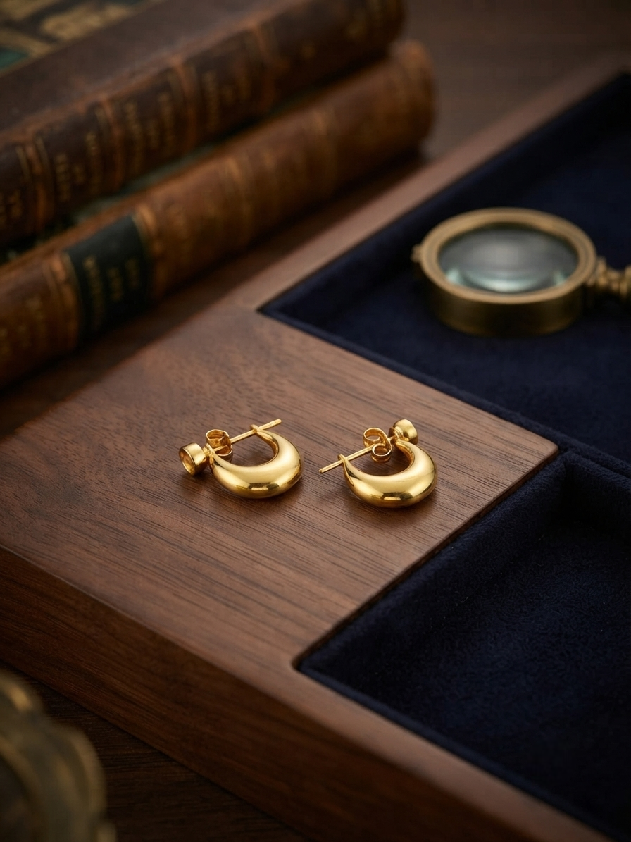 Gold-Plated Minimalist Crescent Half-Hoop Earrings