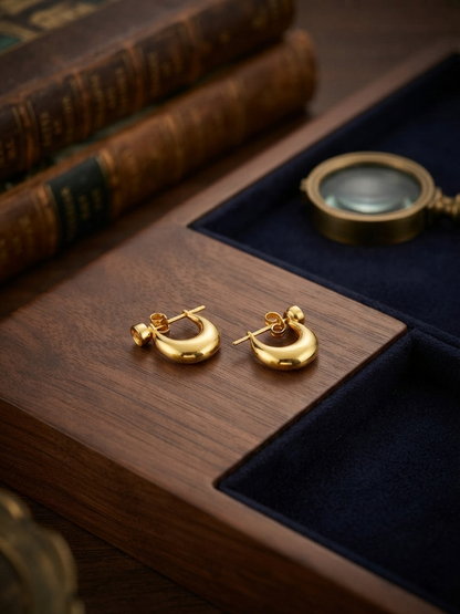 Gold-Plated Minimalist Crescent Half-Hoop Earrings