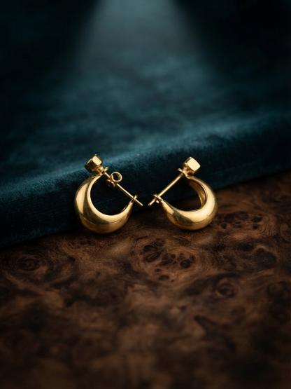 Gold-Plated Minimalist Crescent Half-Hoop Earrings
