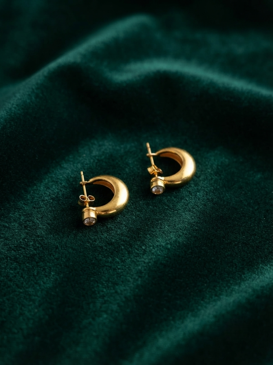 Gold-Plated Minimalist Crescent Half-Hoop Earrings