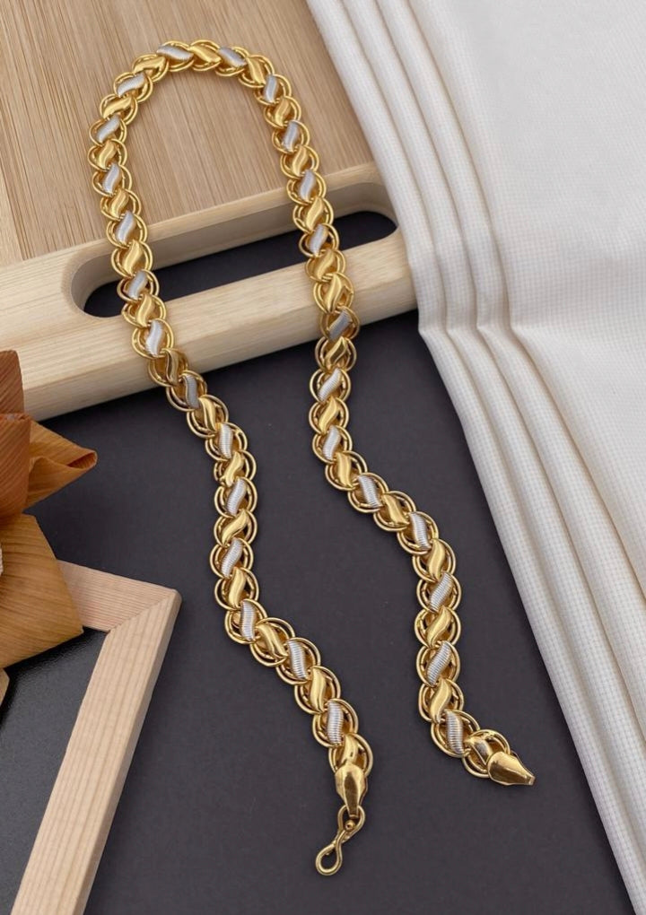 Gujju Jewellers Koyli Rhodium Gold Plated Chain