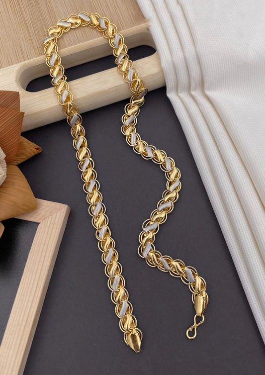Gujju Jewellers Koyli Rhodium Gold Plated Chain