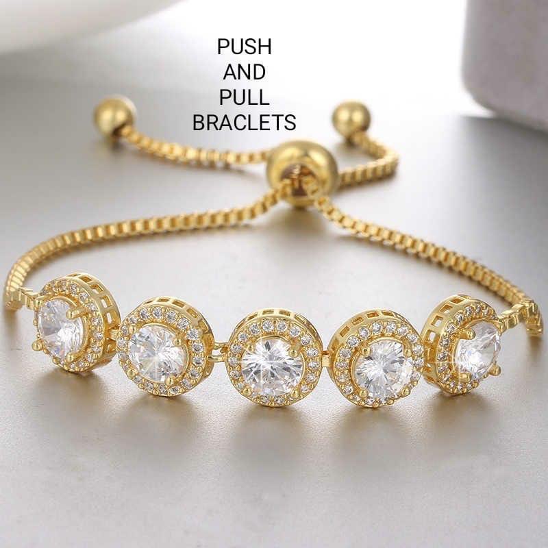 Gujju Jewellers Stylish Gold Plated Traditional Push And Pull Bracelet for Women and Girls