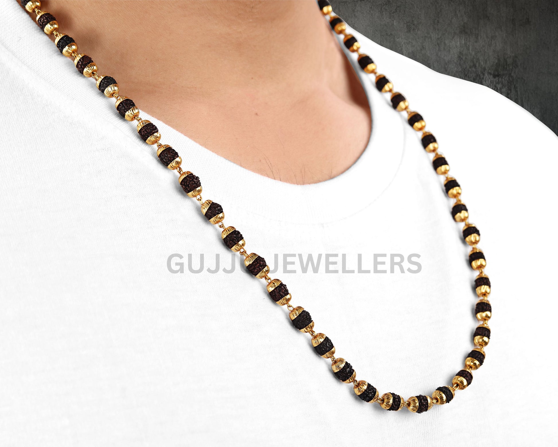 Stylish Design Best Quality Gold Plated Rudraksha Mala For Mens