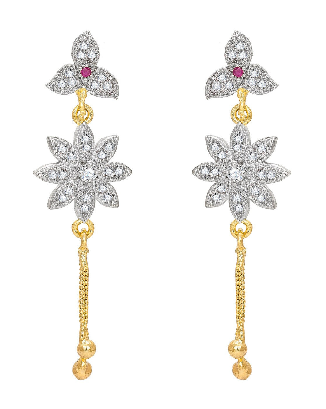 Latest Design Stylish Trendy Gold Plated Diamond Alloy Earring Set