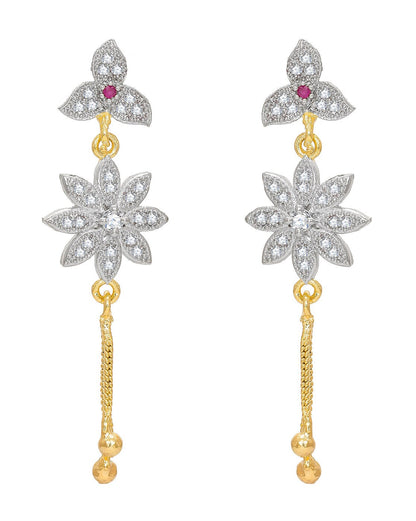Latest Design Stylish Trendy Gold Plated Diamond Alloy Earring Set