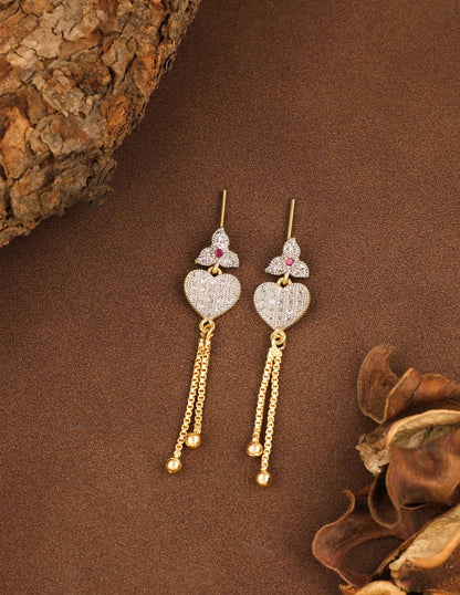 Latest Design Stylish Trendy Gold Plated Diamond Alloy Earring Set