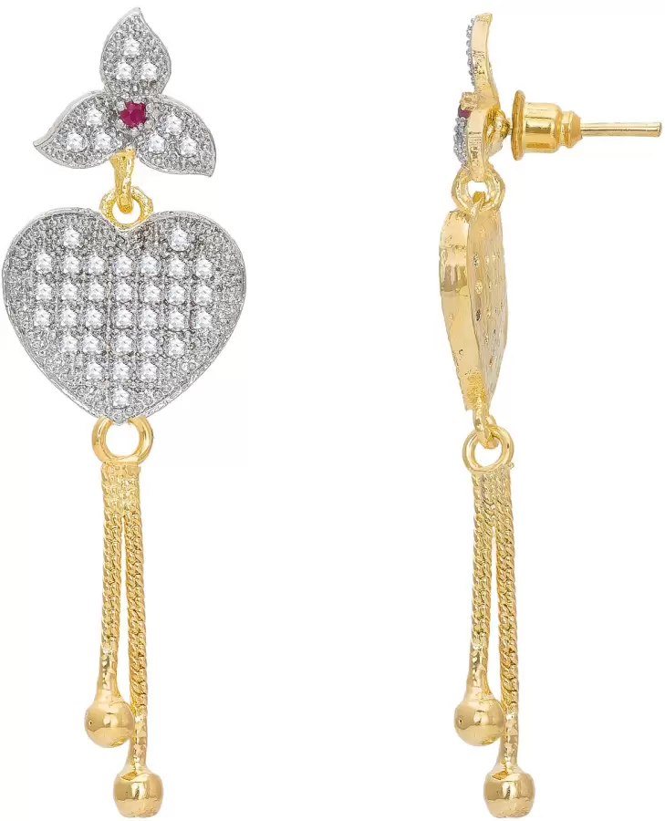 Latest Design Stylish Trendy Gold Plated Diamond Alloy Earring Set