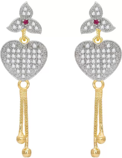 Latest Design Stylish Trendy Gold Plated Diamond Alloy Earring Set