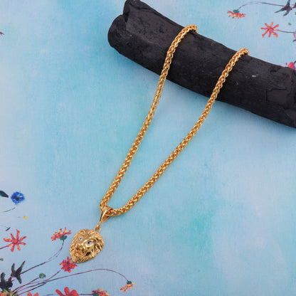Lion King Gold-plated Stainless Steel Pendant With Chain For Mens