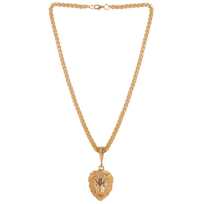 Lion King Gold-plated Stainless Steel Pendant With Chain For Mens