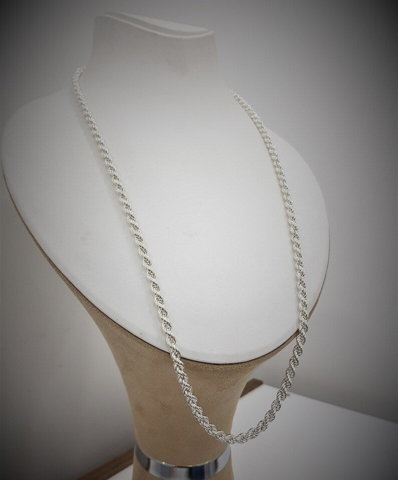 Gujju Sterling Silver Rope Chain For Men'S