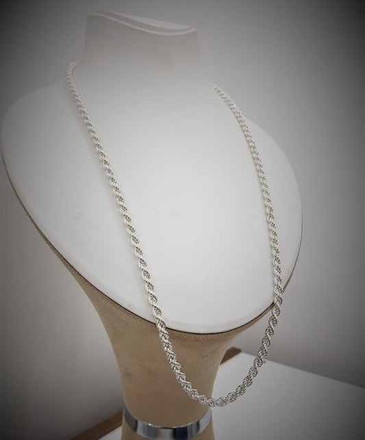 Gujju Sterling Silver Rope Chain For Men'S