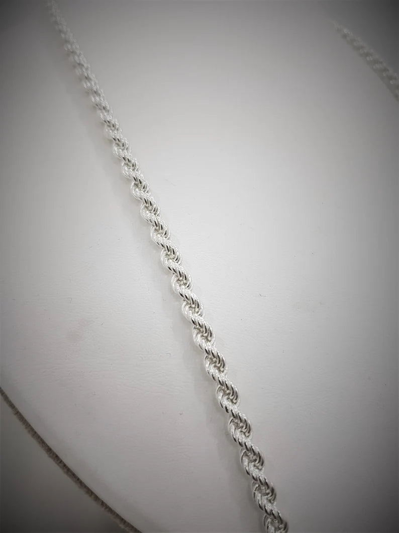 Gujju Sterling Silver Rope Chain For Men'S