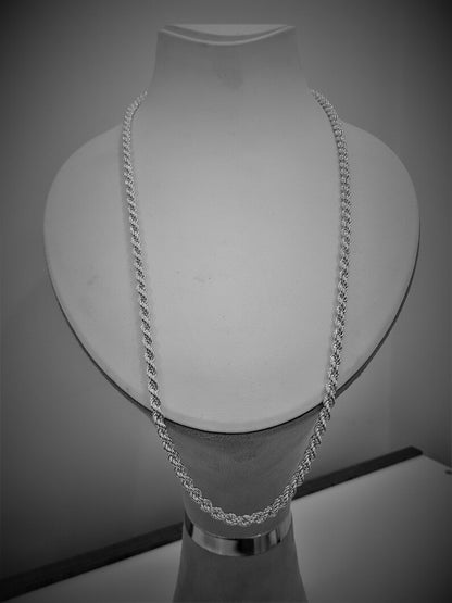 Gujju Sterling Silver Rope Chain For Men'S
