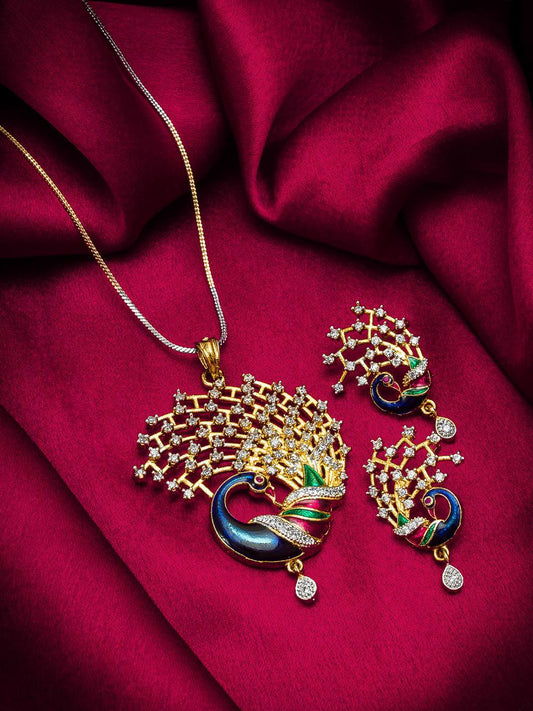 Gujju Latest Necklace Pendent Chain With Earrings