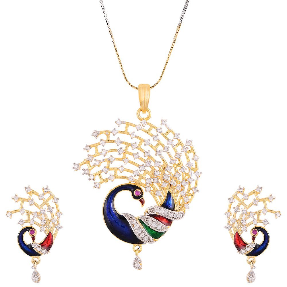 Gujju Latest Necklace Pendent Chain With Earrings