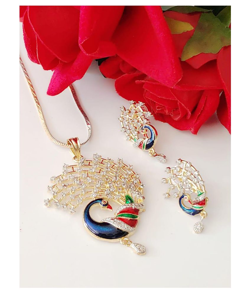 Gujju Latest Necklace Pendent Chain With Earrings