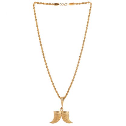 Gold Plated Brass Dual Artificial Nails Teeth Design Pendant Locket Necklace For Mens